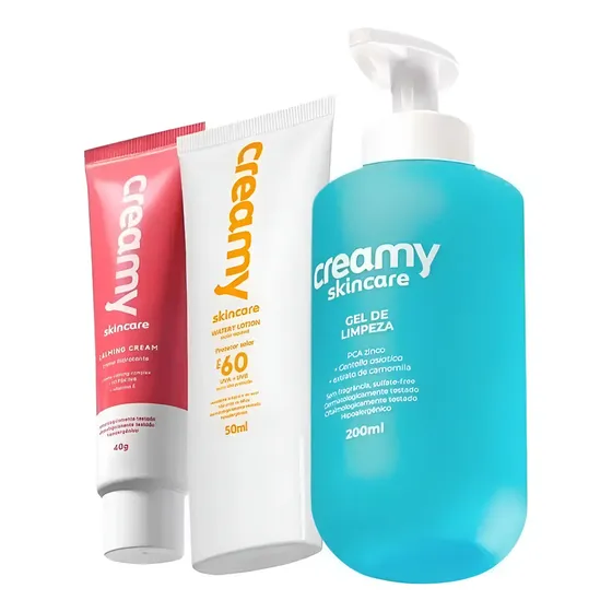 Kit Pele Oleosa Rotina Creamy Skincare 3 Produtos