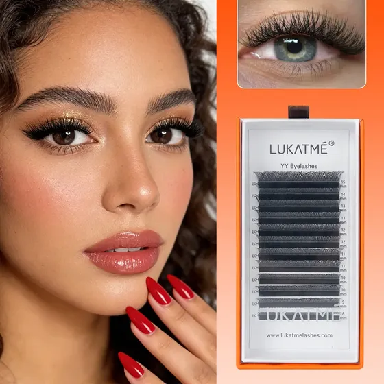 Cílios YY Mix 8-15mm Lukatme Volume Brasileiro Curvatura C Preto