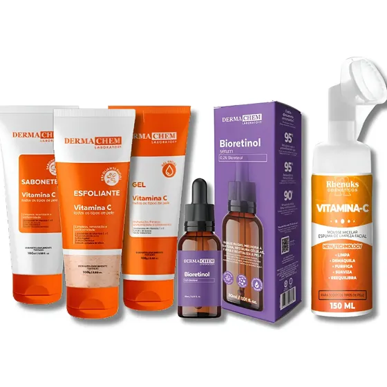 Skincare Anti-idade Clareador+sérum Bioretinol+mousse Facial