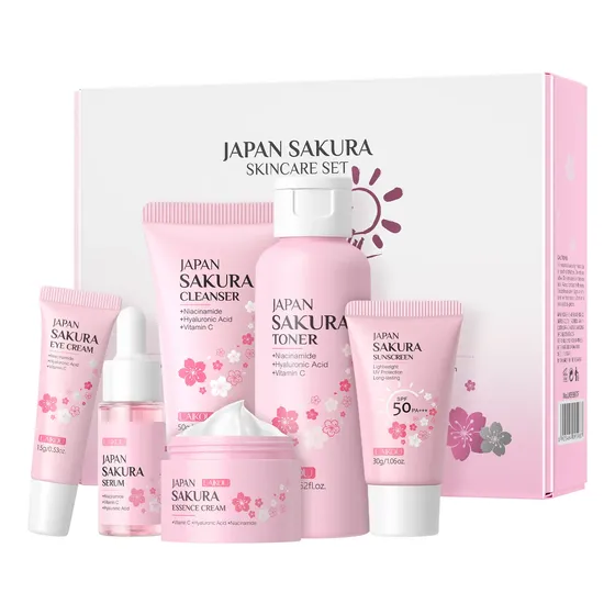 Conjunto De Cuidados Faciais Laikou Sakura, 6 Unidades Spf 5