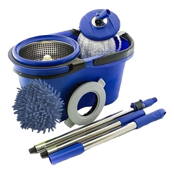 Esfregão Perfect Pro Mop 360° Balde Inox Cabo Longo Microfibra 16L