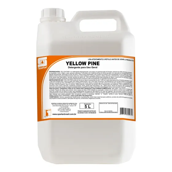 Desengraxante Limpa Pisos Carro Yellow Pine Spartan 5l