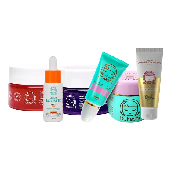 Kit Kokeshi Completo 6 Itens Hidratação E Tratamento Facial