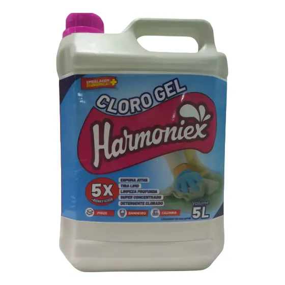 Cloro Gel Desinfetante Harmoniex 5L Limpeza Piso Azulejo Banheiro