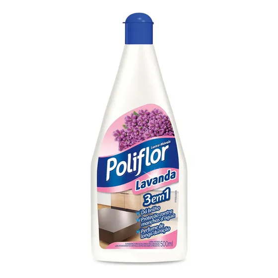 Lustra Móveis Líquido Fragância De Lavanda Frasco Com 500ml Poliflor