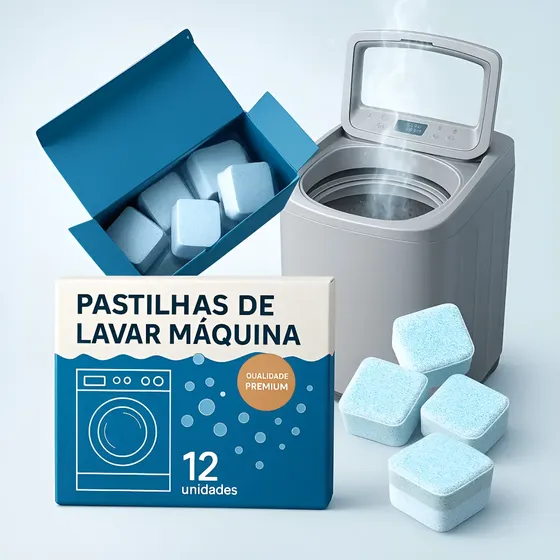 Limpa Máquina De Lavar Roupas  Pastilha Limpeza 12 Unidades