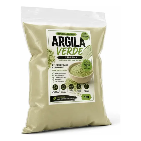 Argila Verde 1kg Pele Oleosa Rende Muito Skincare