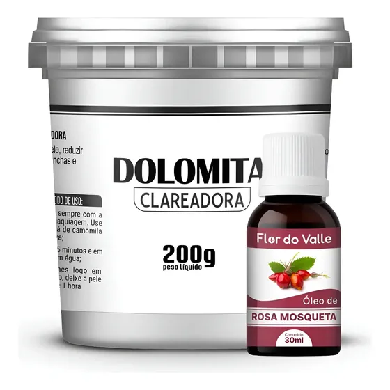Dolomita Clareadora 200g Pote E Óleo De Rosa Mosqueta 30ml