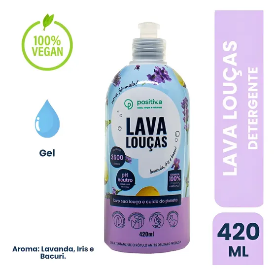 Detergente Gel Neutro Vegano Hipoalergênico 420ml Positiva