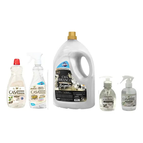 Kit Produtos De Limpeza Casa E Roupas Chá Branco Brilholac