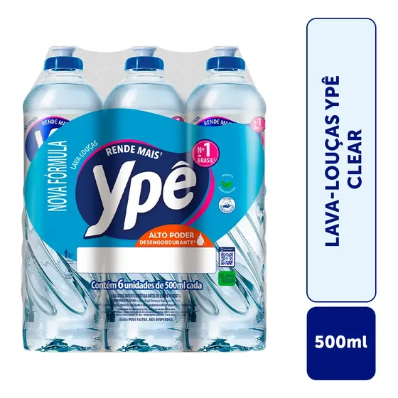 Detergente Ypê Clear 500ml Com 6 Unidades