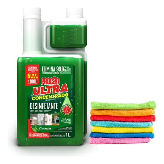 Desinfetante Concentrado Procão Citrone 1l + Pano Microfibra