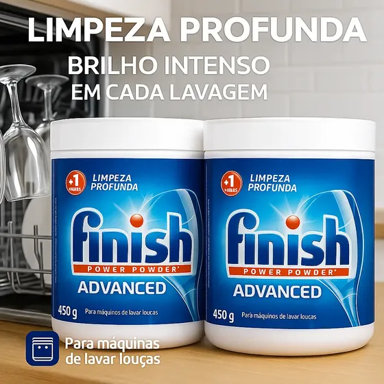 Kit 2 Detergente Em Pó Finish 450g Maquina Lava Louça