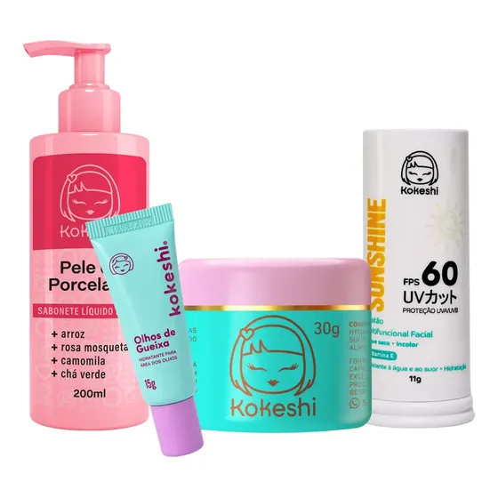 Kit Bastão Facial Fps60 Sabonete Renovadores Pele Kokeshi