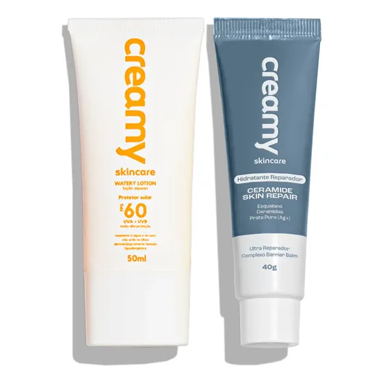 Kit Creamy Protetor Solar Facial Fps60 + Hidratante Facial Ceramide Skin Repair