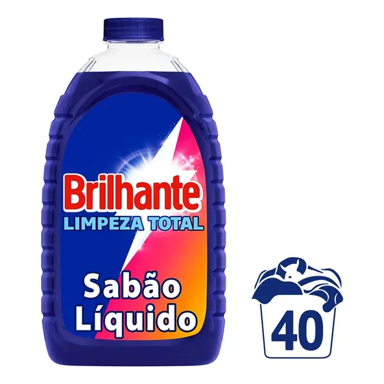 Brilhante lava roupas líquido limpeza total 3 litros