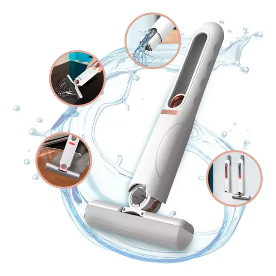 Rodo Mini Mop Magico Limpa E Seca Rodinho De Pia Cozinha Cor Branco Vidros Limpeza Dobrável Portátil Ajustável Absorve Espreme Sujeira Vidro