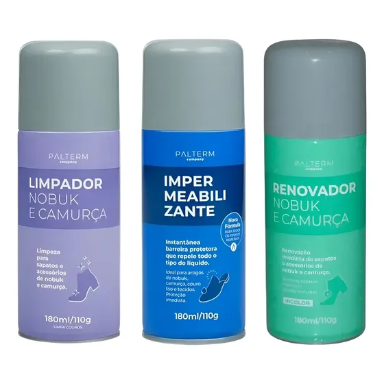 Kit Palterm Renovador + Impermeabilizante + Limpador Nobuck