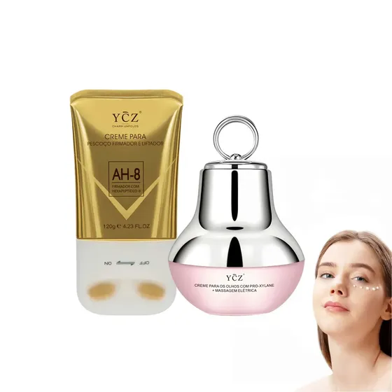 Kit Skincare Ycz Ah-8 Creme Pescoço + Creme Olhos Vibratório