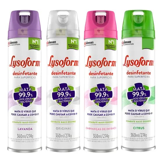 Desinfetante Lysoform Aerosol Spray 360ml -cheirinho De Casa