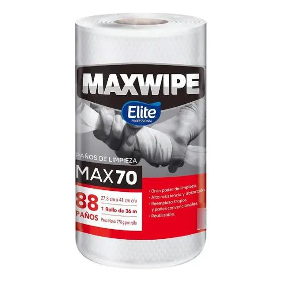 Pano De Limpeza Maxwipe Max70 Rolo 88 Panos 207481 - Elite