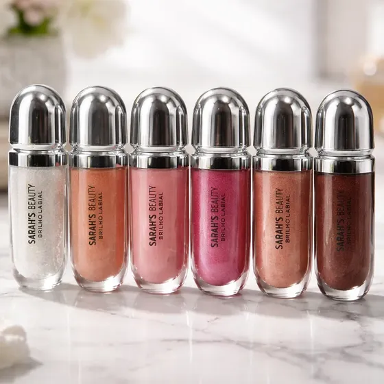 Kit 6 Gloss Labial Brilho Intenso Glitter Sarah's Beauty