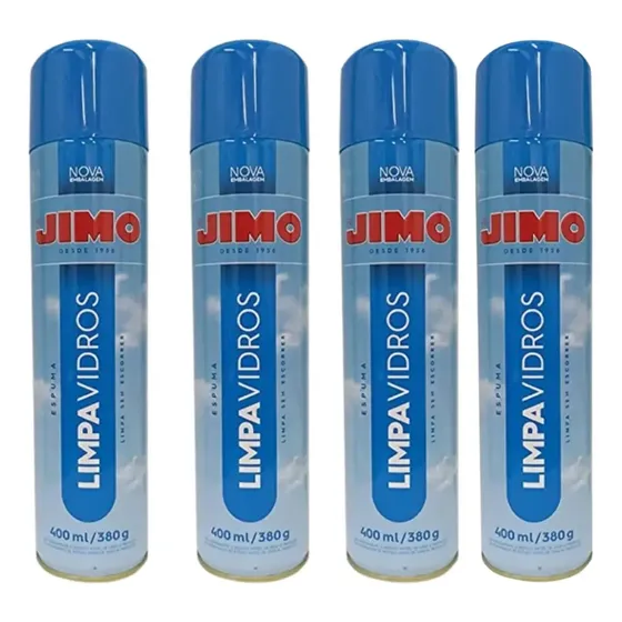 Kit 4 Limpa Vidros 400ml Jimo Limpa Vidros Espelho Box