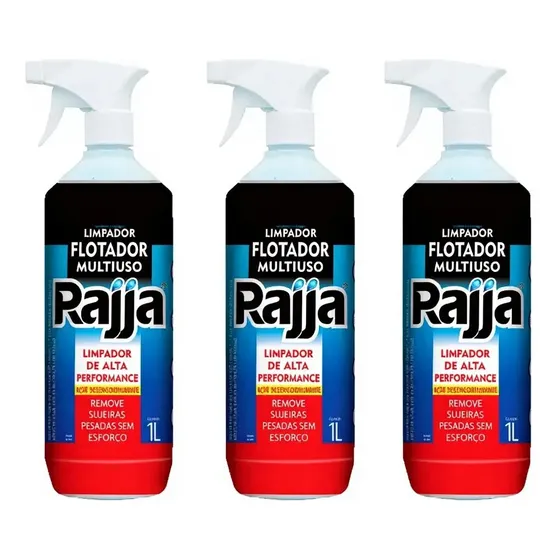 Kit 3 Limpador Flotador Multiuso Limpa Sofa 1000ml Rajja