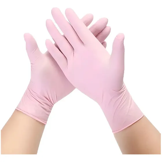 Luva Descartável Nitrílica Rosa Tamanho G C/90 Unidades Rosa