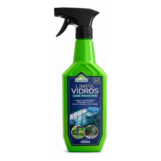 Limpa Vidros Com Protetor 500 Ml C/ Spray Maxbio Limpador
