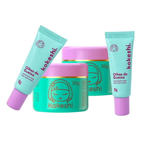 Super Kit Kokeshi - 2 Pele De Porcelana + 2 Olhos De Gueixa
