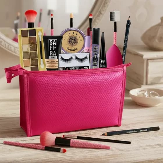 Kit De Maquiagem Completo Necessaire 16 Itens Pinceis Promo