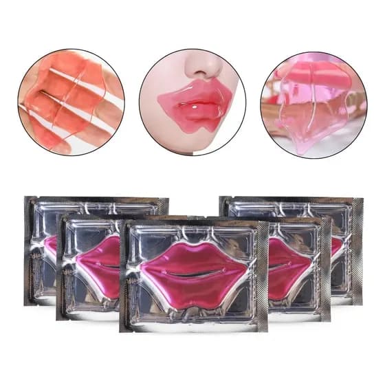 Kit 20 Máscara Labial Hidrogel Colágeno Adesivo Hidratante Lábios Boca Hidratação Skincare Antioxidante Ácido Hialurônico Adesivo Em Gel