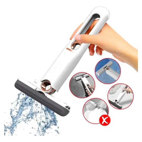 Mini Mop Esfregão Limpeza Dobrável Portátil Ajustável Mágico Cor Branco