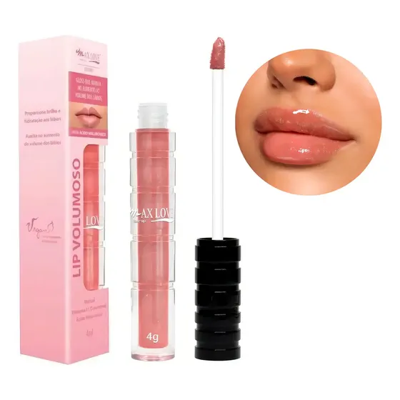 Batom Gloss Lip Volumoso 08 Max Love Aumenta Volume Lábios Cor 08 Rosa Pérola