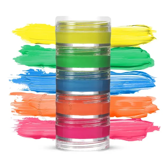 Kit Tinta Facial Neon Color make com 05 cores