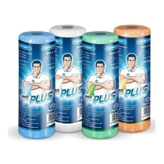 Pano Multiuso Rolo 50 Unid Mr. Plus Verde ViscosePoliéster 30cmx25m