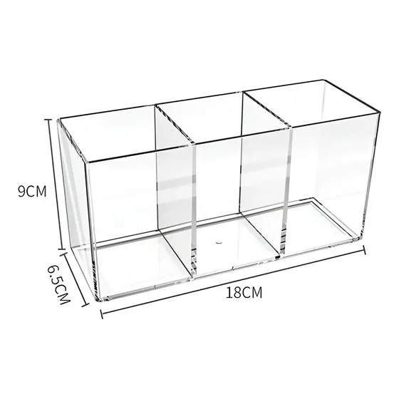 Organizador Acrílico 3 Divisórias 18x9x6,5 Cm Transparent