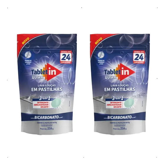 Detergente Tablet In Lava-louças 48 Pastilhas Kit C/2 Unds
