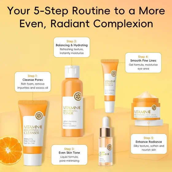 Conjunto De Loção Iluminadora Limpiador Facial Série C De 5