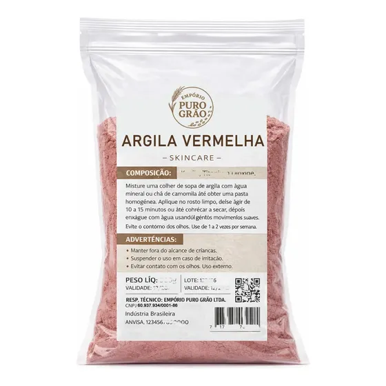 Argila Vermelha 1kg Máscara Facial Skincare Rejuvenescedora