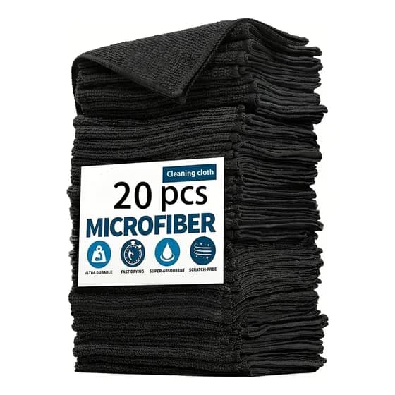 Pacote De Pano De Limpeza De Microfibra Com 20 Peças Pretas