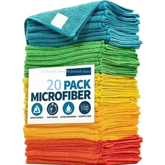 Pacote De 20 Panos De Limpeza Doméstica De Microfibra Multiu