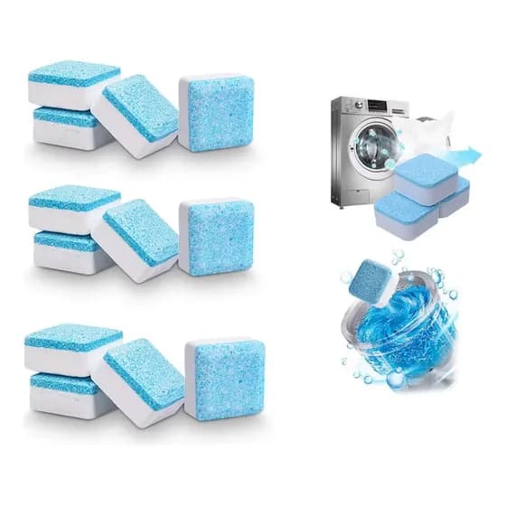 Pastilha Limpa Máquina de Lavar Roupas e Louças 12 Un Marca Nickk Higienizadora Lavadora Compatível Brastemp Consul Electrolux LG Samsung Panasonic Remove Odores Resíduos e Bactérias Profunda Eficaz