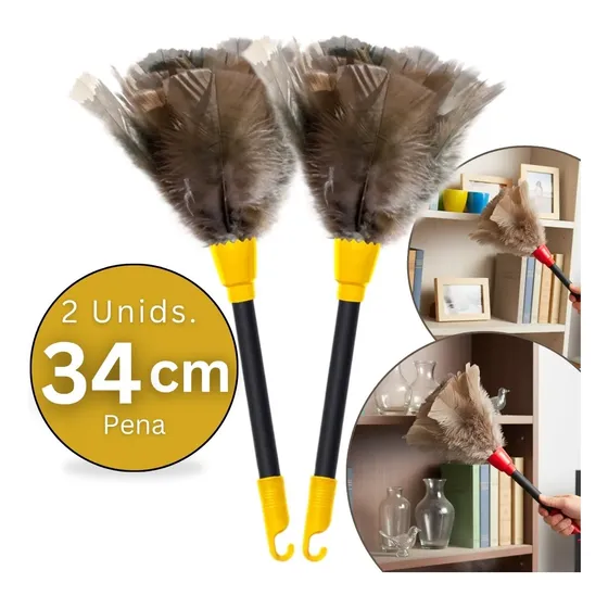 Kit 2 Espanadores Pó Pena 34 Cm Limpa Poeira Moveis Casa