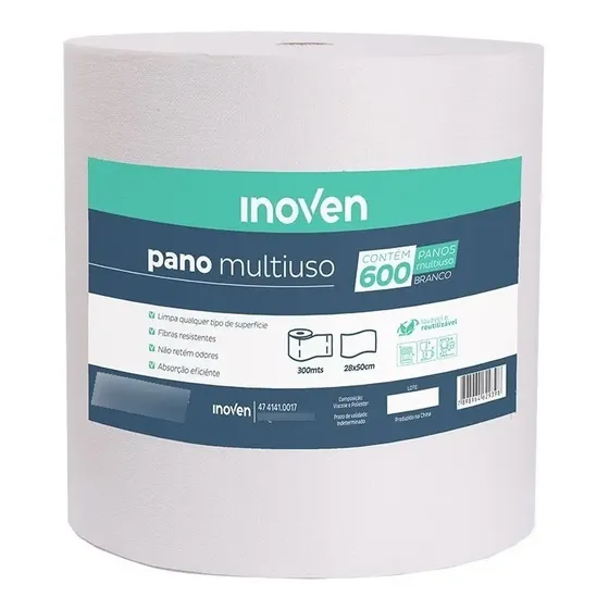 Inoven Pano Multiuso Tipo Perfex Limpeza Branco 300m 28x50cm