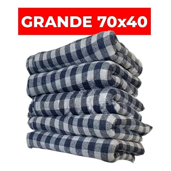 Kit C/ 10 Pano Para Limpeza Grande Xadrez 70x40cm Azul Pacote