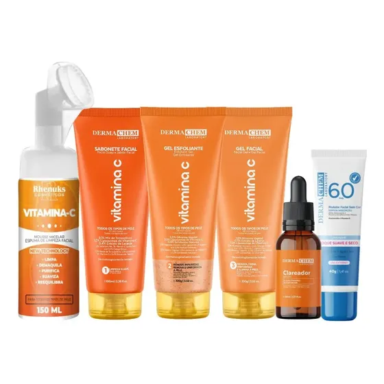 Skincare Vitaminac Clareador+sérum+mousse+protetor Dermachem
