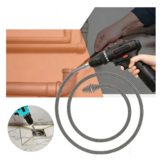 Desentupidor Rotativo 5m Adaptador Furadeira Mola Aço Ralo