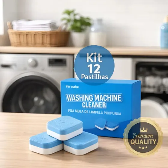 Pastilha Tablete Limpeza Máquina Lavar Roupa Louça Kit 12un